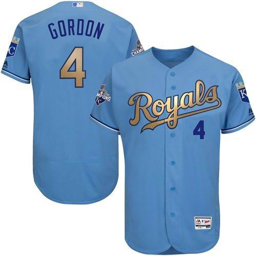 Kansas Royals 4 Goroon skyblue gold Flexbase Authentic Collection men baseball mlb Jersey