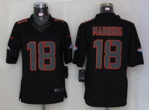 Nike Denver Broncos 18 Manning Impact Limited Black Jersey