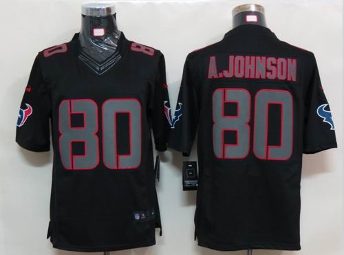 Nike Houston Texans 80 Johnson Impact Limited Black Jersey