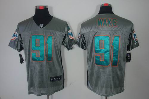 Nike Miami Dolphins 91 Cameron Wake Elite NFL Grey Shadow Jerseys
