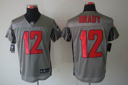 Nike New England Patriots 12 Tom Brady Elite NFL Grey Shadow Jerseys
