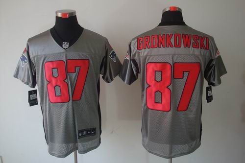 Nike New England Patriots 87 Rob Gronkowski Elite NFL Grey Shadow Jerseys