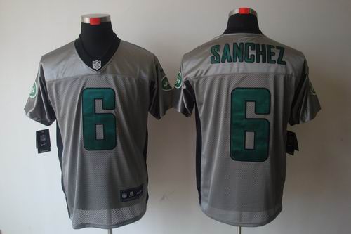 Nike New York Jets 6 Mark Sanchez Elite NFL Grey Shadow Jerseys