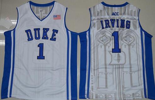 #1 kyrie irving jersey Duke Blue Devils Throwback Jers Retro Basketball Jersey White
