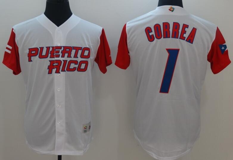 1 Carlos Correa white men 2017 World Baseball Classic Team Jersey