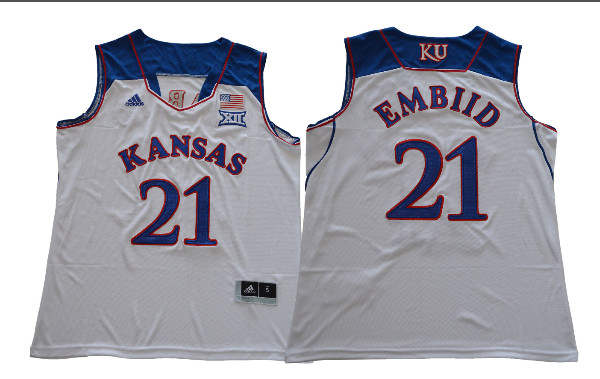 New Kansas 21 Embiid College Basketball Jerseys NCAA