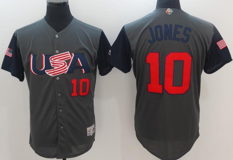 10 Adam Jones grey men 2017 World Baseball Classic Team Jersey