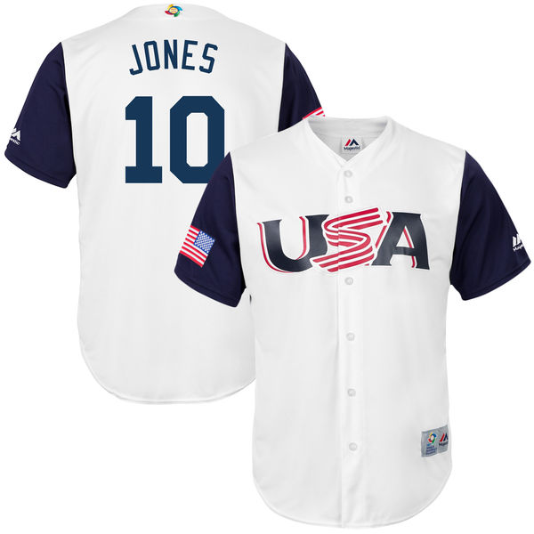 10 Adam Jones white blue men 2017 World Baseball Classic Team Jersey