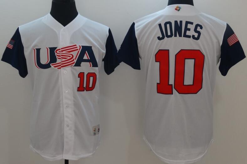 10 Adam Jones white men 2017 World Baseball Classic Team Jersey