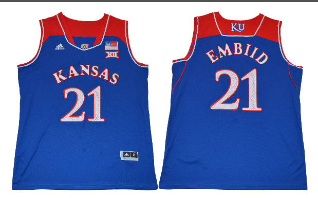New Kansas 21 Embiid College Basketball Jerseys NCAA