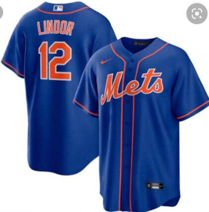 Men's New York Mets Francisco Lindor 12 Nike Blue Jersey