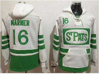 Maple Leafs #16 Mitchell Marner White Green St. Patrick's Day Pullover NHL Hoodie