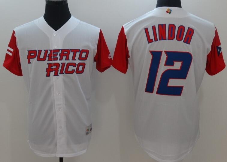 12 Francisco Lindor white men 2017 World Baseball Classic Team Jersey