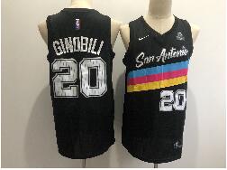 Men's San Antonio Spurs #20 Manu Ginobili Black 2021 Nike City Edition Swingman Stitched NBA Jersey With The NEW Sponsor Logo