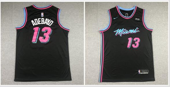 Men's Miami Heat #13 Bam Adebayo Black City Edition Stitched Jersey