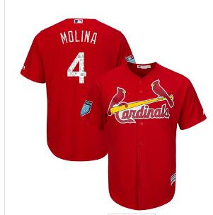 St. Louis Cardinals #4 Yadier Molina Red 2018 Spring Training Cool Base Stitched MLB Jersey