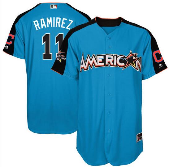 Men's American League Jose Ramirez Majestic Blue 2017 MLB All-Star Game Home Run Derby Player Jersey