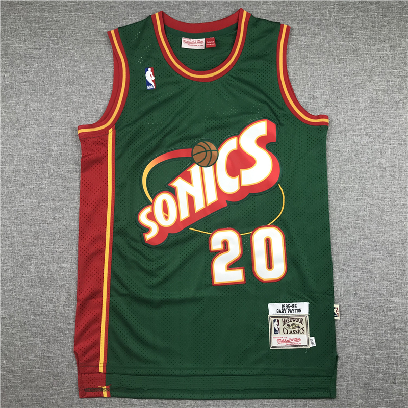 Seattle SuperSonics 20 Gary Payton green throwback NBA basketball Jerseys-001
