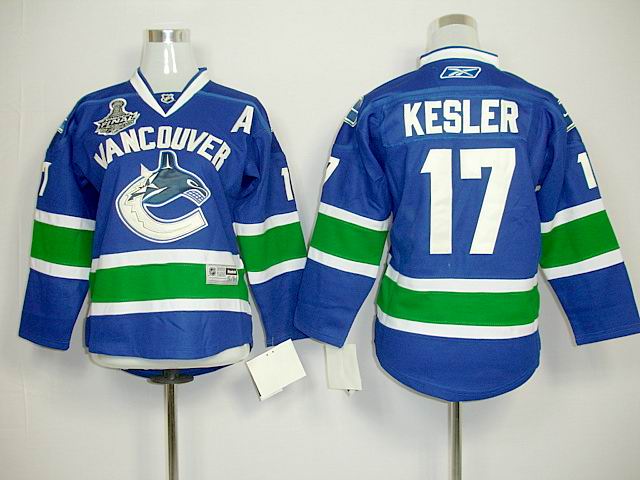 2011 Stanley Cup Vancouver Canucks #17 KESLER blue NHL Kids Jerseys