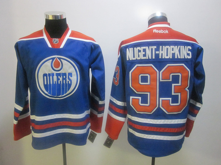 2012 Edmonton Oilers 93 Ryan Nugent-Hopkins blue men nhl ice hockey  jerseys
