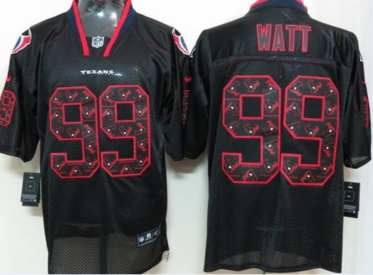 2012 Nike Houston Texans 99 Watt Lights Out Black Elite Jerseys