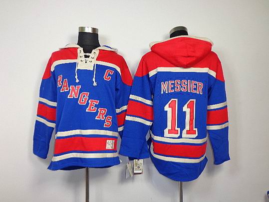 2013 New York Rangers #11 Mark Messier Blue NHL Hooded Sweatshirt C Patch