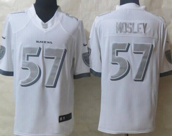 2014 New Nike Baltimore Ravens 57 Mosley Platinum White Limited Jerseys