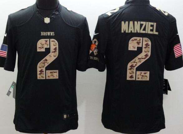 2014 New Nike Cleveland Browns 2 Manziel usa falg black Limited Jerseys