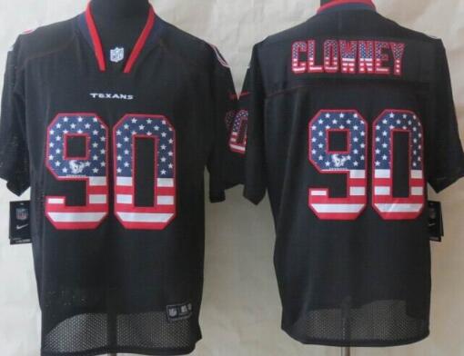 2014 New Nike Houston Texans 90 Clowney USA Flag Fashion Black Elite Jerseys