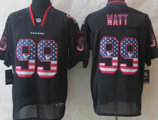 2014 New Nike Houston Texans 99 Watt USA Flag Fashion Black Elite Jerseys