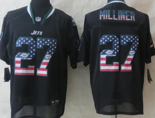 2014 New Nike New York Jets 27 Milliner USA Flag Fashion Black Elite Jerseys