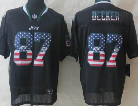 2014 New Nike New York Jets 87 Decker USA Flag Fashion Black Elite Jerseys