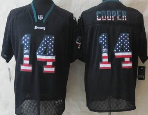 2014 New Nike Philadelphia Eagles 14 Cooper USA Flag Fashion Black Elite Jerseys