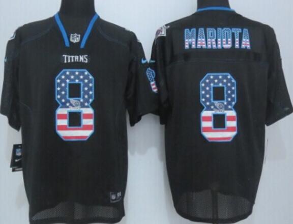 2014 New Nike Tennessee Titans 8 Mariota USA Flag Fashion Black Elite Jerseys