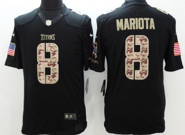 2014 New Nike Tennessee Titans 8 Mariota USA Flag Fashion Black limited Jerseys