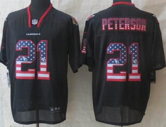 2014 Nike Arizona Cardicals 21 Peterson USA Flag Fashion Black Elite Jerseys
