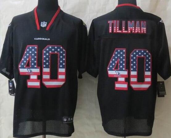 2014 Nike Arizona Cardicals 40 Tillman USA Flag Fashion Black Elite Jerseys