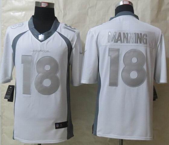 2014 Nike Denver Broncos 18 Manning Platinum White Limited Jerseys