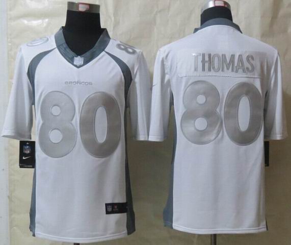 2014 Nike Denver Broncos 80 Thomas Platinum White Limited Jerseys