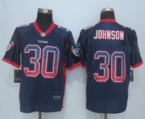 2014 Nike Houston Texans 30 Johnson Drift Fashion Blue Elite Jerseys