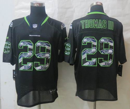 2014 Nike Seattle Seahawks 29 Thomas III Lights Out Black Stitched Elite Jerseys