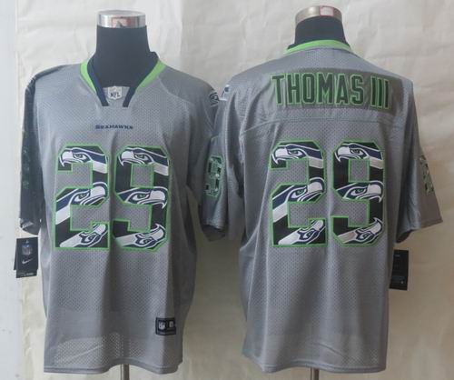 2014 Nike Seattle Seahawks 29 Thomas III Lights Out Grey Stitched Elite Jerseys