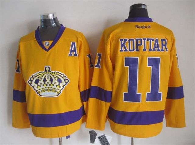 2015 Los Angeles Kings 11 Anze Kopitar throwback yellow CCM men nhl ice hockey  jerseys A patch