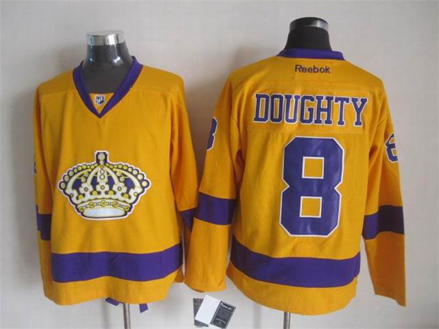 2015 Los Angeles Kings 8 Drew Doughty yellow throwback CCN men nhl ice hockey  jerseys