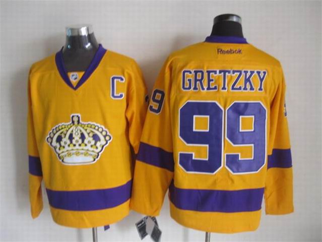 2015 Los Angeles Kings 99 Wayne Gretzky Yellow Throwback CCM men nhl ice hockey  jerseys