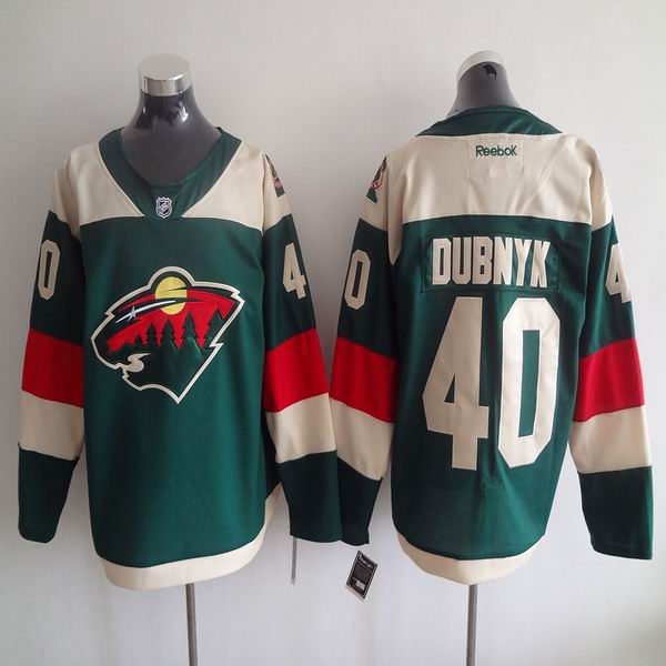 2015 Minnesota Wild 40 Dubnyk green men nhl ice hockey  jerseys