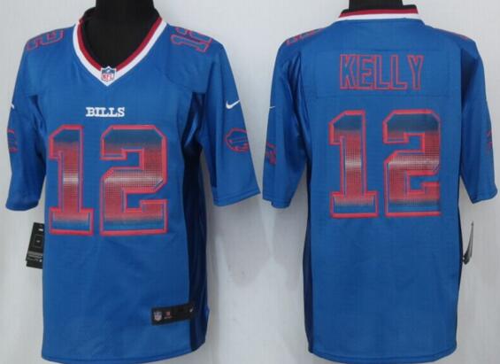 2015 New Nike Buffalo Bills 12 Kelly Blue Strobe Limited Jersey