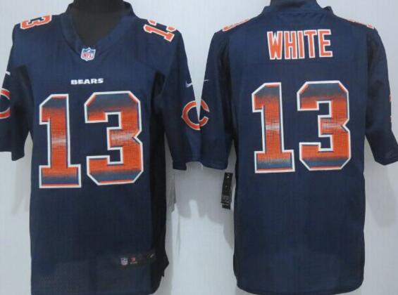2015 New Nike Chicago Bears 13 White Navy Blue Strobe Limited Jersey