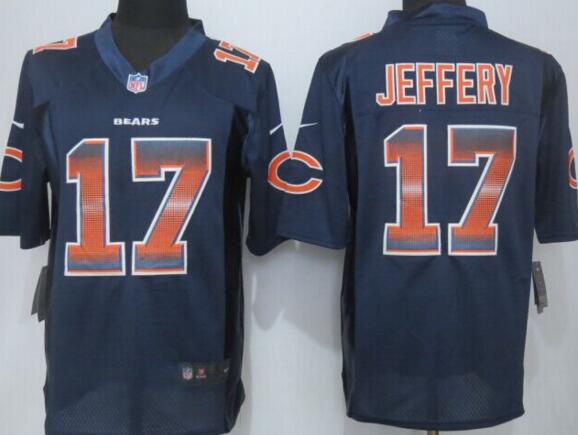 2015 New Nike Chicago Bears 17 Jeffery Navy Blue Strobe Limited Jersey