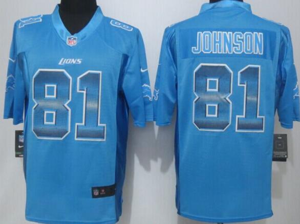 2015 New Nike Detroit Lions 81 Johnson Blue Strobe Limited Jersey